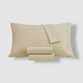Signature Collection 091116729503 Beige Brushed Microfiber 4-pc. Sheet Set Size Full