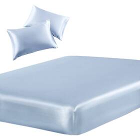 Sibx220322003 Siinvdabzx 3-piece Set Satin Queen Fitted Sheet And 2 Pillowcase Baby Blue Silky Soft Fit Sibx220322003 Siinvdabzx 3-piece Set Satin Queen Fitted Sheet And 2 Pillowcase Baby Blue Silky Soft Fit
