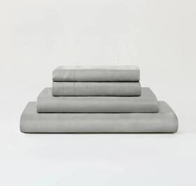 Sijo 810032122256 New 185 Airy Weight Eucalyptus Cooling Queen Sheet Set Dove Light Gray