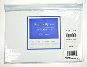 136613 Simplicity Home Twin 3 Pc Sheet Set White 100% Cotton Classic Percales
