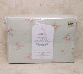 Simply Shabby Chic 490602404649 Rachel Ashwell Queen Sheet Set Roses Light Green Pink New Simply Shabby Chic 490602404649 Rachel Ashwell Queen Sheet Set Roses Light Green Pink New