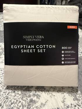 203218 Simply Vera Wang Egyptian Cotton Queen Sheet Set 800tc Beige Extra-deep Fit