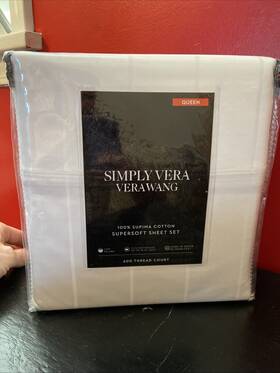 7isvb6sdqn Simply Vera Verawang Supima 600 Tc Sateen Queen 4 Piece Sheet Set White Nwt
