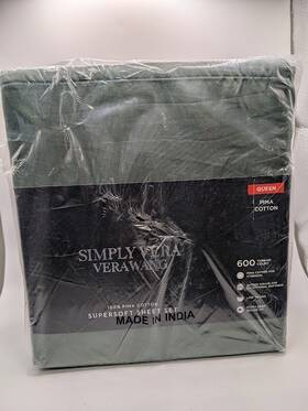 Simply Vera Wang 400181573766 Pima Cotton 600 Thread Count Sheet Set Agave Green Queen