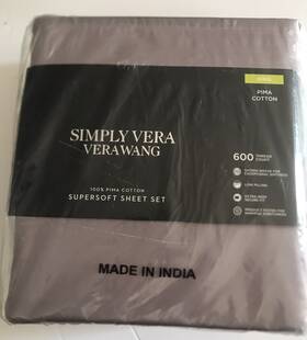 Simply Vera Wang 400526613232 600tc Pima Cotton Sheet Set 4pc. King Plum 4 Pc