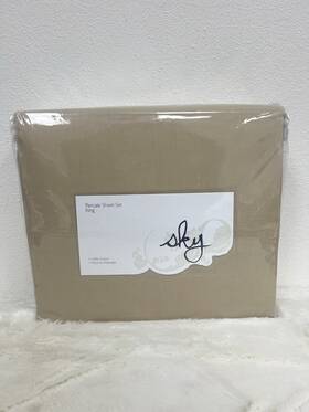Sky 733004803802 100% Cotton Percale King Sheet Set Tan New