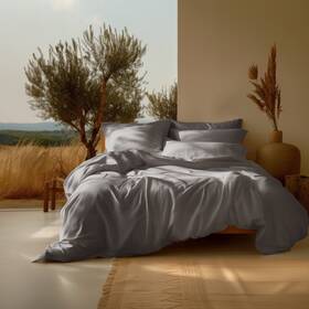 Sleep & Beyond 700010042965 And Organic Cotton Sateen Sheet Set Steel Grey