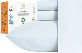 Sleep Mantra 840307153036 100% Organic Cotton Bed Sheet Set Crisp Cooling Full - Blue