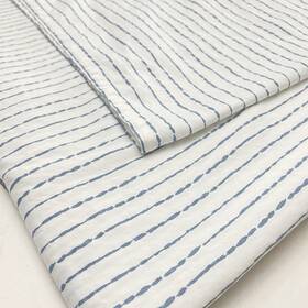 424301 Sleep Number Essential Fit Cotton King Flat Sheet Steel Blue Stripe