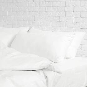 Sleep Rx 840380969685 Queen Sheet Set 4-pc. Bright White Cotton Bamboo 300 Thread Count 180