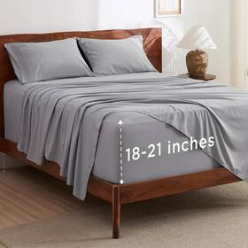 Sleep Solutions 313041194158 Deep Pocket Queen Sheets Set - Fits Mattresses Up To 21 Inches Thick 4 Piece G