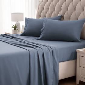 Sleep Zone 810029080842 Nanotex Super Soft Cooling King Bed Sheets Set 4 Piece - Easy Care Fitted Fla
