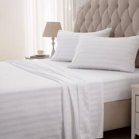 Sleep Zone 810029081580 Striped Cooling Twin Sheets Set For - Fitted Flat Sheet And Pillowcase Sets 3 P
