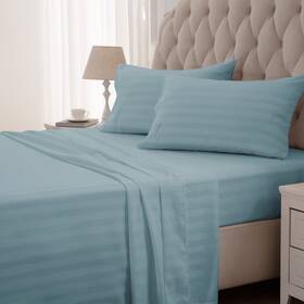 Sleep Zone 810029081641 Striped Cooling Queen Sheets Set - Fitted Flat Sheet And Pillowcase Sets 4 Piec Sleep Zone 810029081641 Striped Cooling Queen Sheets Set - Fitted Flat Sheet And Pillowcase Sets 4 Piec