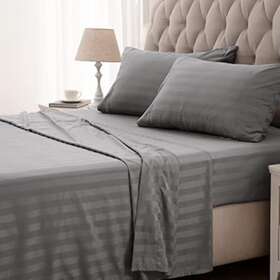 Sleep Zone 810029084215 Striped Cooling Queen Sheets Set 4 Piece - Super Soft Fitted Flat