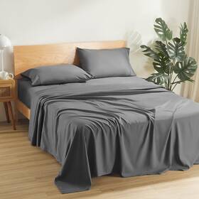 Sleep Zone 840199210718 4 Pieces Bed Sheets And Pillowcase Set For California King Grey