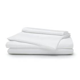Bamq-01-wh Sleepgram Viscose Fiber Queen Size Bed Sheet Set With Flat Fitted Shee