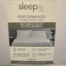 Srx-300cb-kss-lr Sleeprx 300 Thread Count 4 Piece Cotton Bamboo Sheet Set -king - Light Gray New