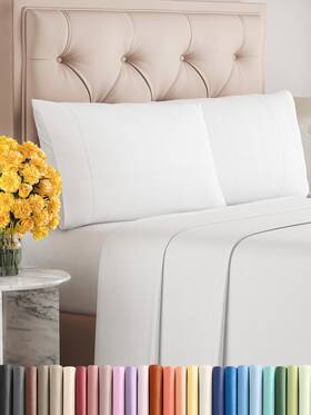 Sleepy Town 061035860033 Queen Size Bed Sheets 4 Piece Sheet Set Extra Soft Comfy And Cooling Easy Ca