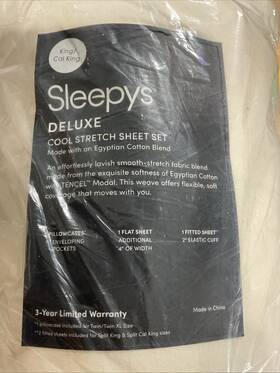 Sleepys 782717578309 Dove Ivory Deluxe Cool Stretch Sheet Set King/cal King Sealed