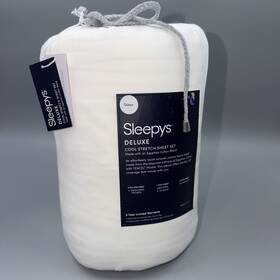 Sleepys 782717578484 - Egyptian Cotton/ Tencel -deluxe Cool Stretch Sheet Set Queen -white