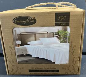 Smiling Home 683203811361 3 Pcs. Twin 100% Organic Cotton Feeling Sheets Set