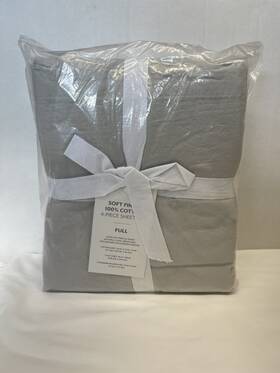 Soft Finish 196901284769 4-piece 160tc Cotton Light Gray Full Sheet Set New