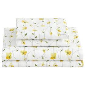 Softan 778739661105 Yellow Floral Sheets For Queen Size Bed Printed Flower - 4