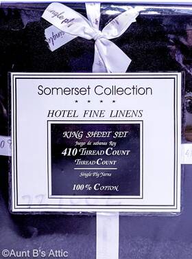 Somerset Collection 052501295904 Bed Linins Black 410 Tc 100% Indian Cotton 4 Piece King Set