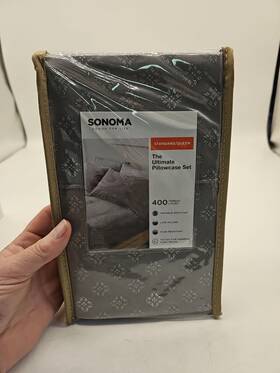 Sonoma 001621645138 400 Thread Count Ultimate Pillowcase Set -standard / Queen Gray Tile New