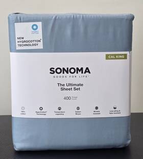 Sonoma 400190585088 Goods 400tc Luxury Cotton Cal-king Dusty Blue Ultimate 4 Piece Sheet Set