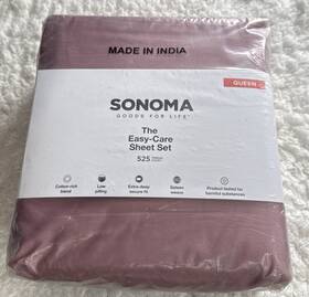 Sonoma 400387029951 Queen Sheet Set Mauve 525 Thread Count Wreath-deep Easy Care Sheets New