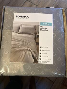 Sonoma 400849650365 Good For Life The Ultimate Sheet 3pc Gray Twin 400 Thread Count Flexifit