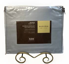 Sonoma 400889953792 Queen Sheet Set 500tc Pima Cotton Gray Rain 4 Piece Wrinkle Resistant New