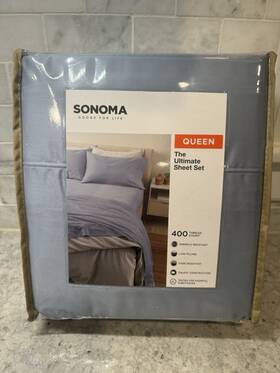 Ssns40ssqn Sonoma The Ultimate Sheet Set Queen 100% Cotton Sateen 400tc Blue