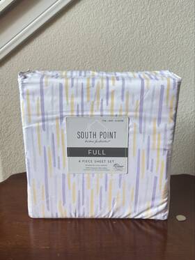 South Point 840125949279 Sheets Full 4 Piece Extra Soft White Purple Yellow Gray New