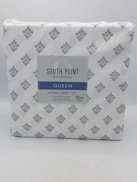 South Point 840125977784 Queen 6pc Sheet Set Medallion White