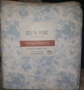 South Point Home Fashions 840125927208 Twin Size Microfiber 4pc Sheet Set Tie Dye Blue South Point Home Fashions 840125927208 Twin Size Microfiber 4pc Sheet Set Tie Dye Blue