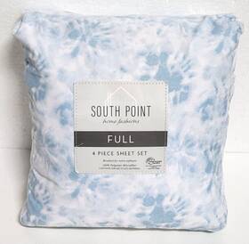 South Point Home Fashions 840125927215 Microfiber 4pc Sheet Set Tie Dye Blue - Full Size