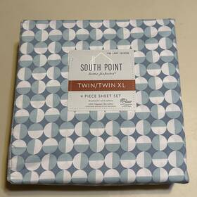 South Point Home Fashions 840125949248 Twin/twin Xl 4 Pc Sheet Set Mcm Style Geometric Circles Blue South Point Home Fashions 840125949248 Twin/twin Xl 4 Pc Sheet Set Mcm Style Geometric Circles Blue