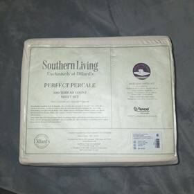 Southern Living 790618091582 Perfect Percale King Sheet Set 4-pc Ivory