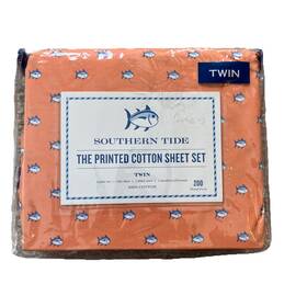 Southern Tide 028828108173 Printed Cotton Twin Sheet Set Orange With Fish Pattern