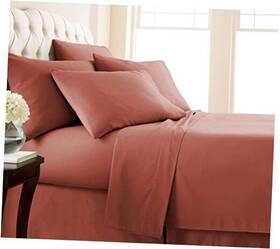100-6pc-mar-q Southshore Fine Linens Premium Collection 6-piece Deep Pocket Sheet Queen Terra Cotta Marsala