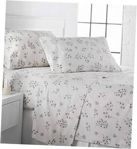 Southshore Fine Linens 810028306615 Sweet Florals 4-piece 15 Inch Deep Pocket California King Grey
