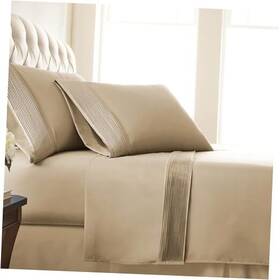 Southshore Fine Linens 840263888027 Beige Sheet Set Extra Deep Pocket Pleated Sheets With Flat And Twin Xl Sand