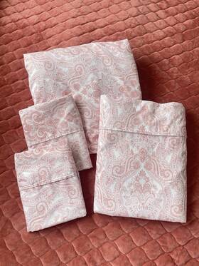 1prtmfse-krs-fl Spirit Linen Home Sheet Set Pink Paisley Dbl Brushed Soft Microfiber Full Sz