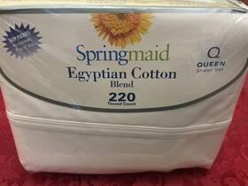 Springmaid 026598662543 Vtg Egyptian Cotton Blend 220 Thread Count Queen Sheet Set Ivory Opal