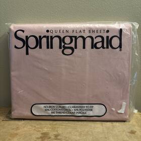 Springmaid 030473001808 Vtg Queen Flat Sheet Cotton Polyester No Iron Luxury Pink Rose New Springmaid 030473001808 Vtg Queen Flat Sheet Cotton Polyester No Iron Luxury Pink Rose New