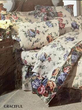 Springmaid 030473023459 Graceful Floral Rose King Flat Sheet Luxury Percale New Cottagecore