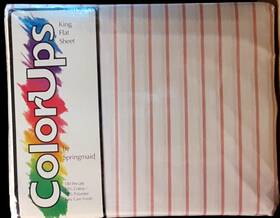 Springmaid 030473432244 Colorups By Red And White Striped King Flat Sheet 108 Inch X 102 Nwt